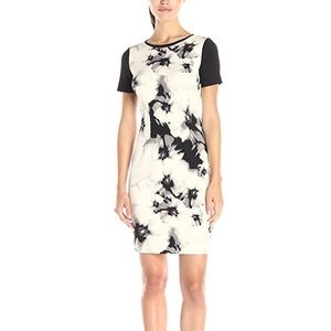 T Tahari Monochrome Floral Mini Dress